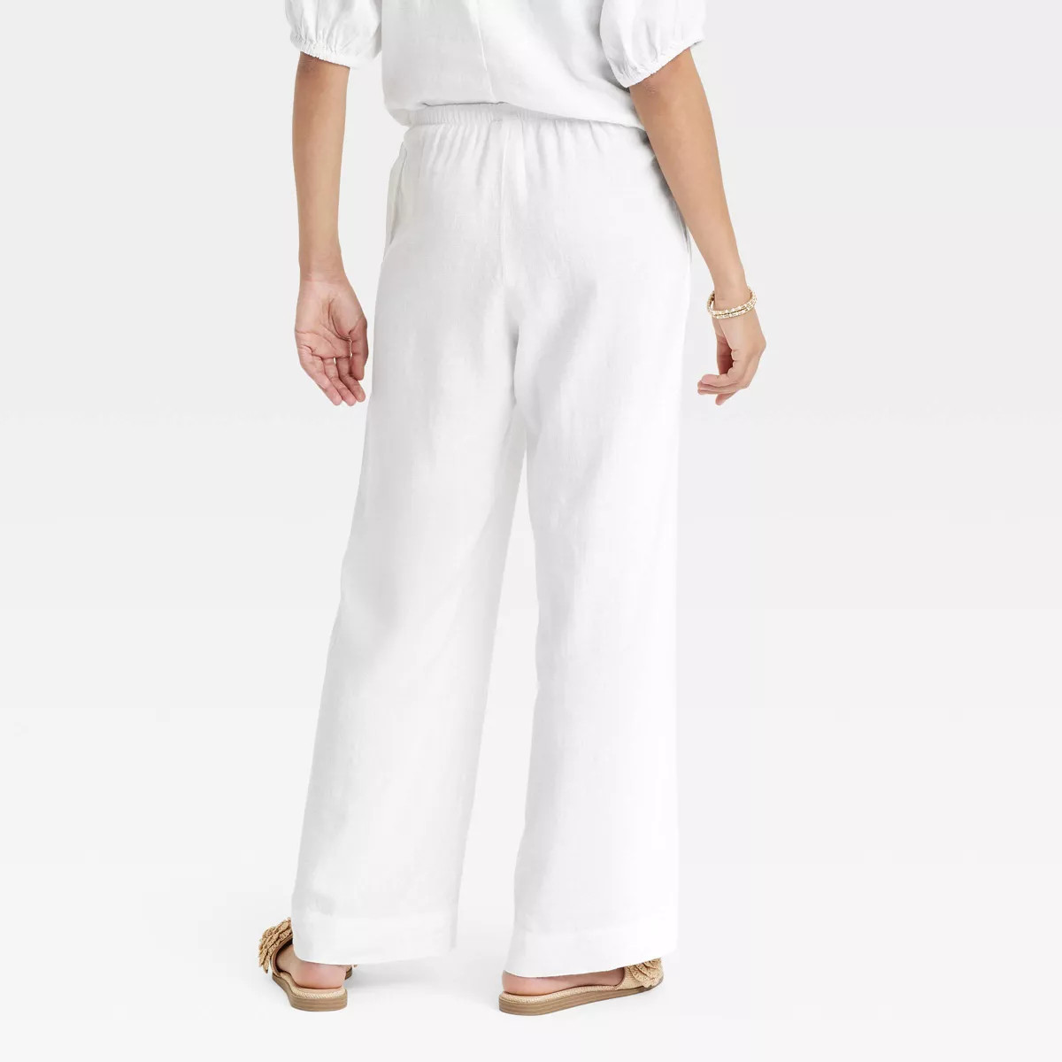 Women's Mid-Rise Wide Leg Linen Pull-On Pants - A New Day™ | Target