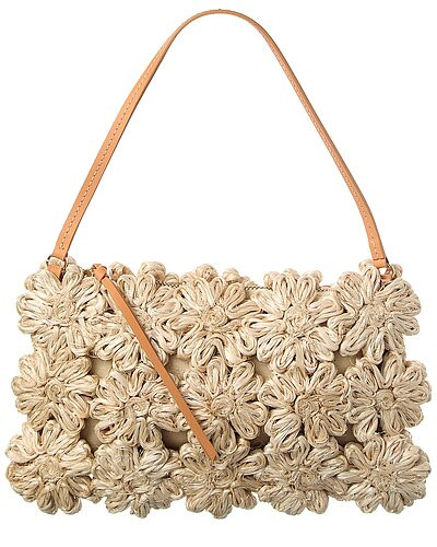 POOLSIDE The Ravello Floral Mini Straw Pouch | Gilt & Gilt City