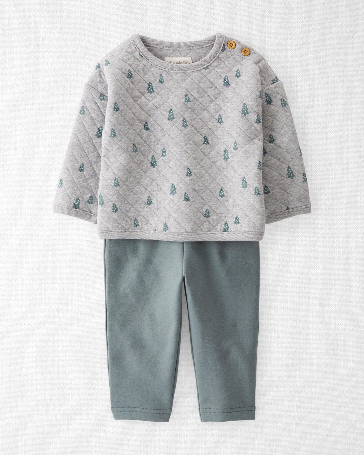 Aqua Slate, Grey Heather Baby 2-Piece Quilted Set Made With Organic Cotton | carters.com | Carter's