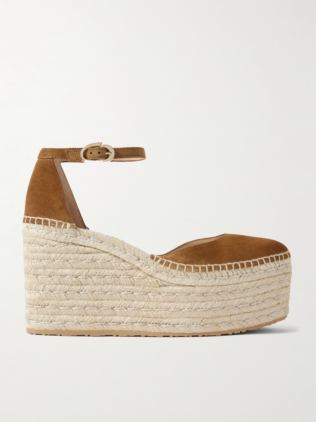 Gianvito Rossi - 60 Suede Espadrille Platform Sandals - Brown | NET-A-PORTER (US)