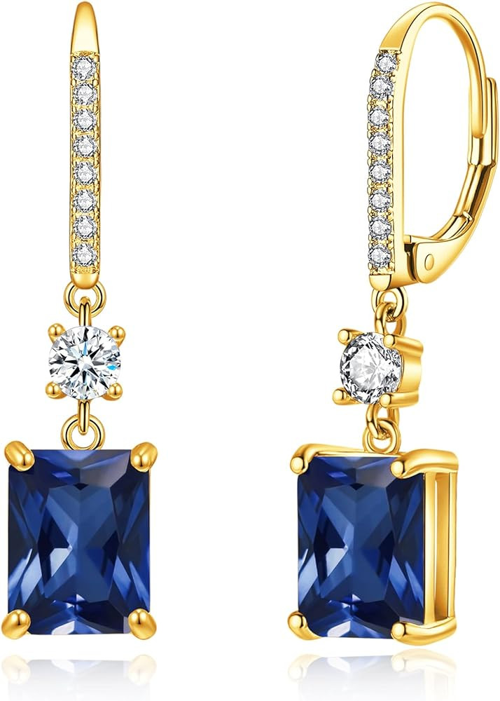 CiNily Rectangular-cut Drop Dangle Earrings for Women Hypoallergenic, Multi-color Cubic Zirconia ... | Amazon (US)