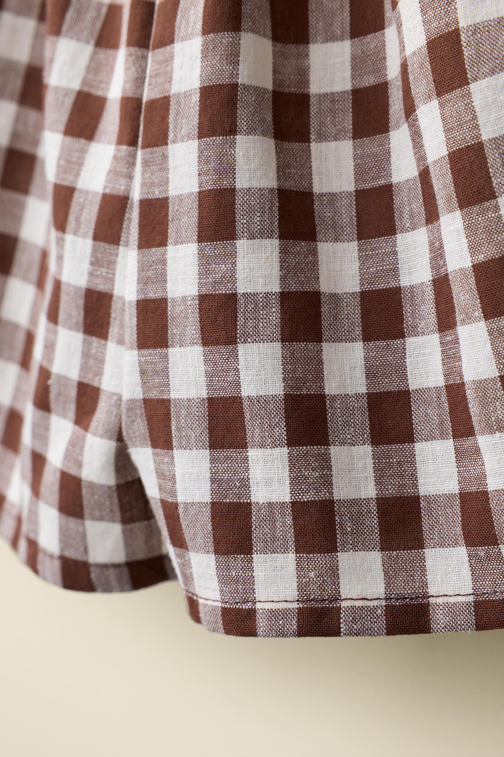 COTTON LINEN GINGHAM BERMUDA SHORTS CREATED BY CARAMEL LONDON X ZARA | Zara UK