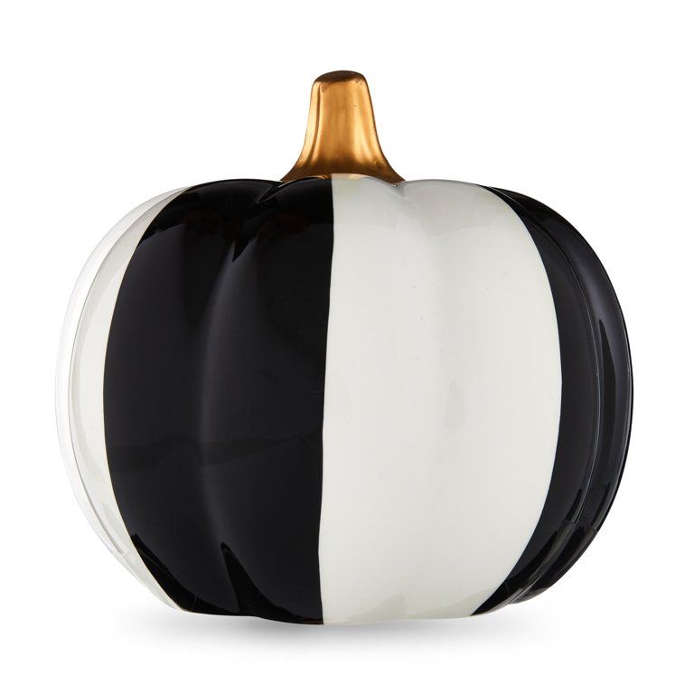 Halloween Ceramic Black/White LED Jack-O-Lantern Decoration, 7.8 in Dia x 7 in H, Way to Celebrat... | Walmart (US)