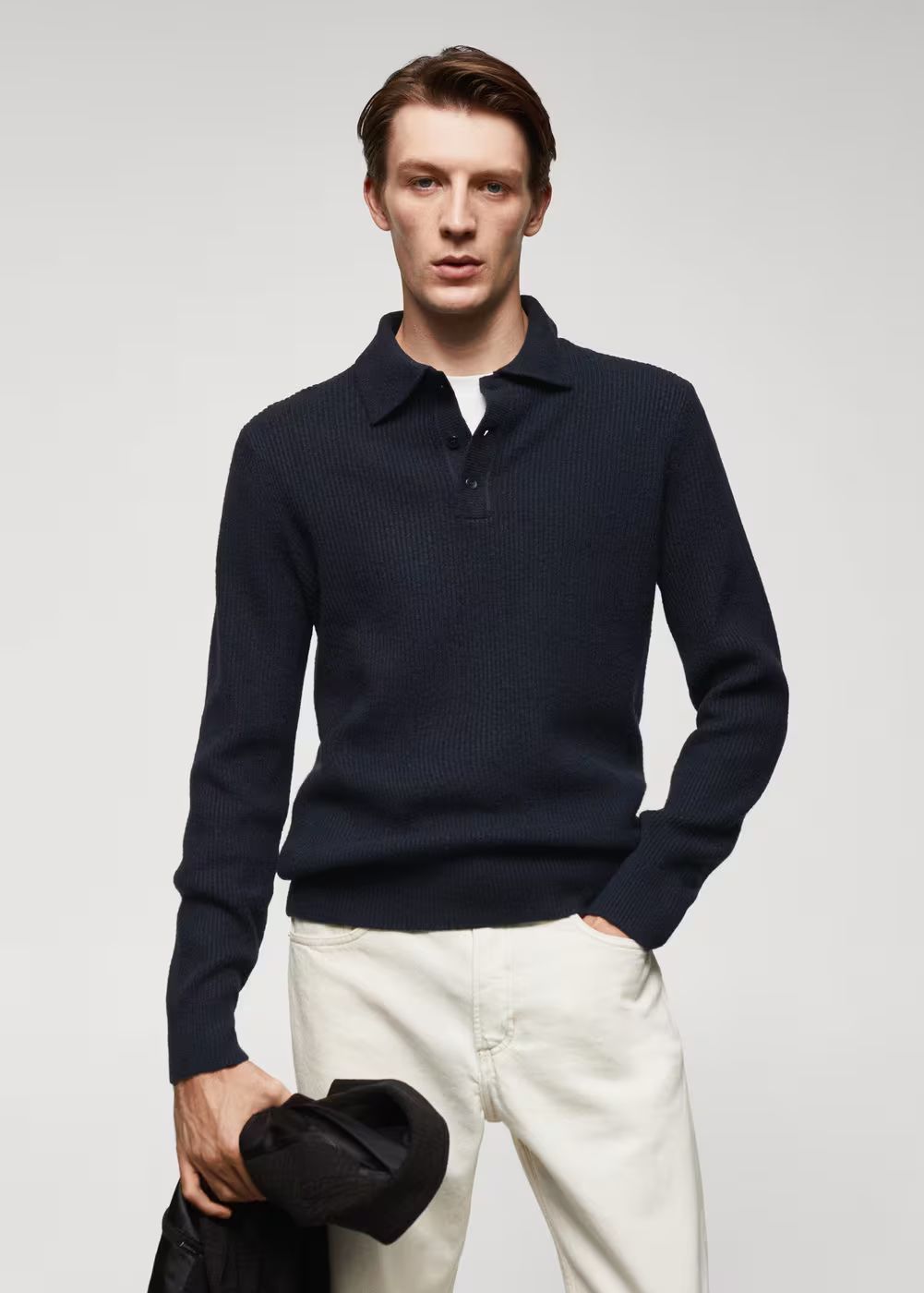 Knitted wool-blend polo shirt | MANGO (US)