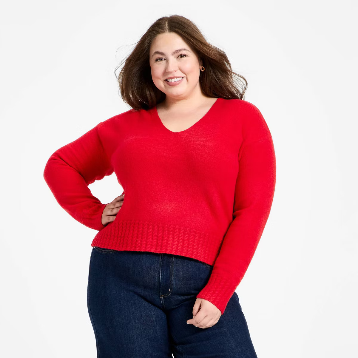 Women's Cable Trim V-Neck Pullover Sweater - Universal Thread™ | Target