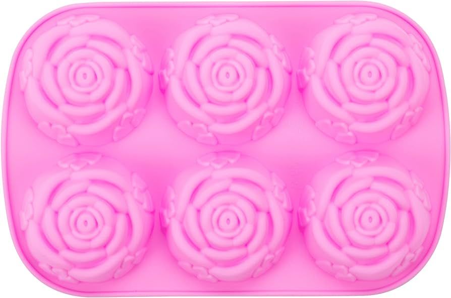MOTZU 6 Cavity Rose Mold Silicone Ice Cube Mold for Cocktails Whiskey Candy Chocolate Soap Mold F... | Amazon (US)