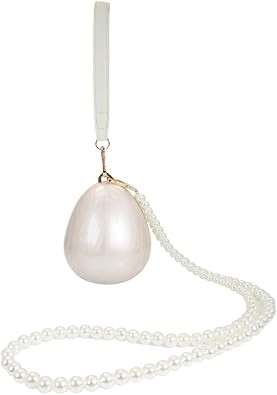 Women Acrylic Egg Clutch Bag Cute Pearl Acrylic Evening Handbags Marble Purses Beaded Shoulder Ba... | Amazon (US)