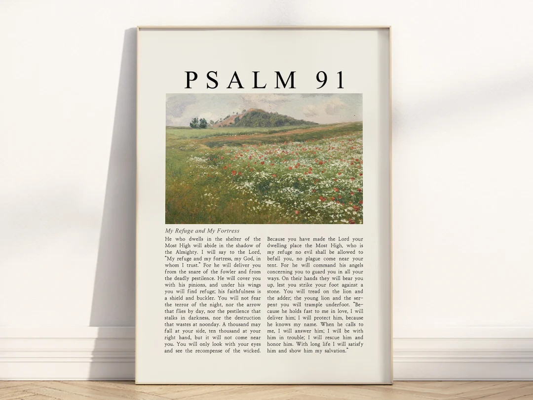Psalm 91 My Refuge and My Fortress Bible Verse Poster/canvas Wall Art, Vintage Christian Landscap... | Etsy (US)
