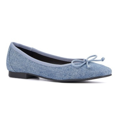 New York & Company Women's Paulina- Square Toe Ballet Flats - DENIM, 8.5 | Target