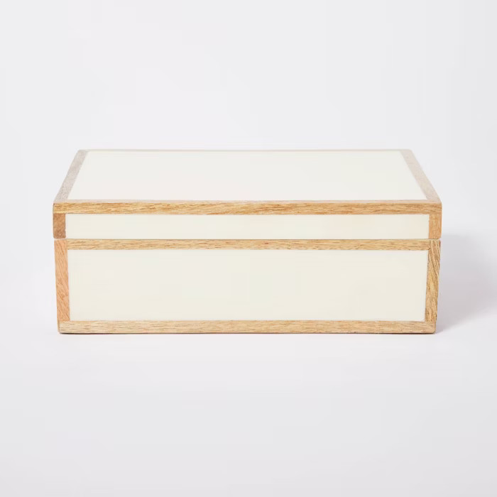 10" x 6.5" Decorative Wood Edge Trim Box with Resin Inlay Ivory - Threshold™ designed with Stud... | Target