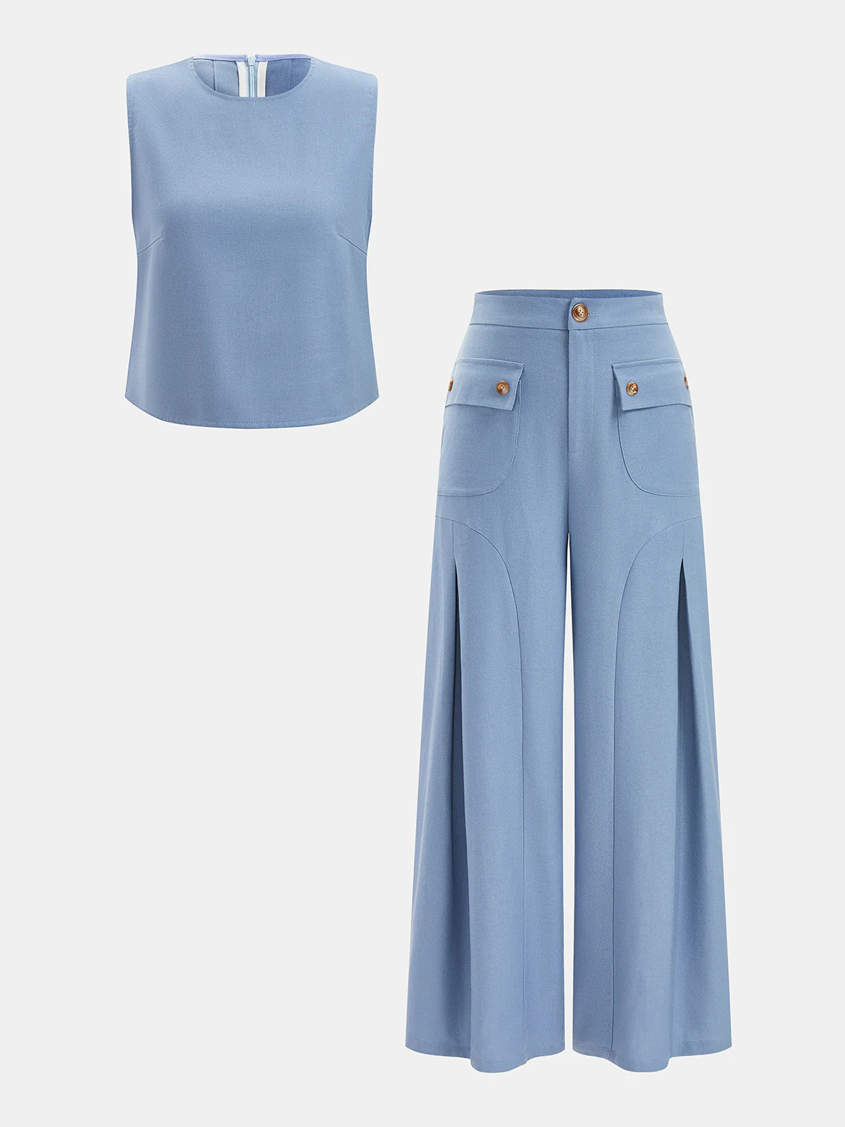 Linen-Blend Sleeveless Top & Pants Set | Commense