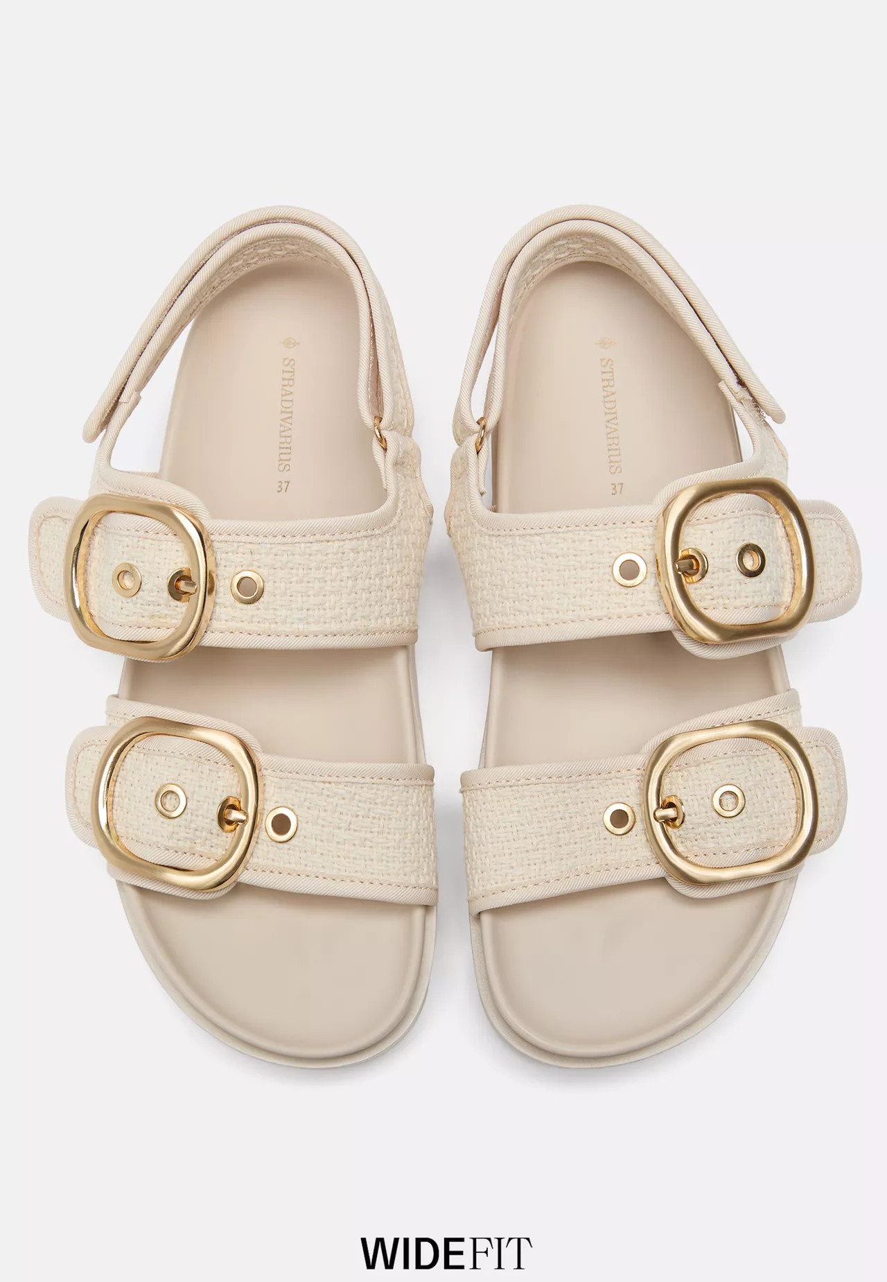 WIDE FIT. Women\u2019s flat fabric sandals - Women's fashion | Stradivarius United Kingdom | Stradivarius (UK)