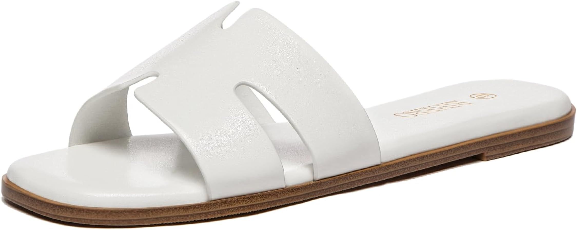 Rihero Women's Dressy Flat Sandals Comfortable Slip On Leather Slide Sandals | Amazon (US)