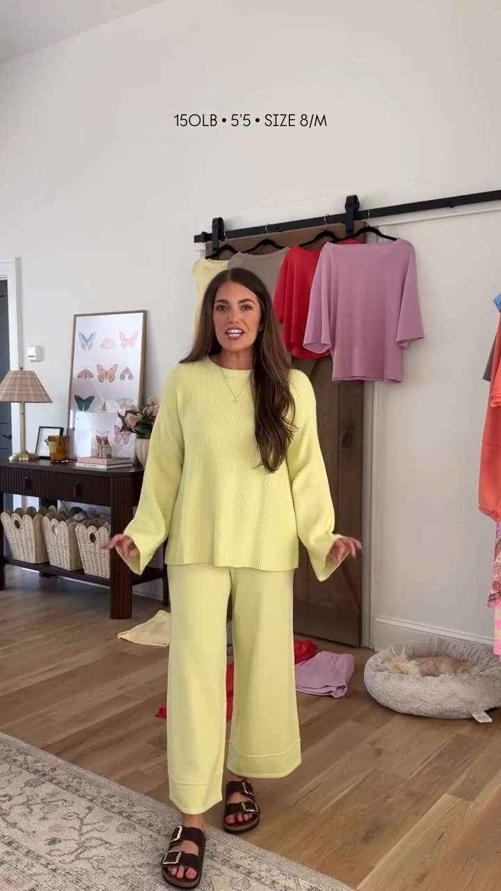 spring sets & outfits haul! :) yellow & camel set TTS - M, sandals TTS, denim jacket TTS, red set TTS - M, pink set TTS - M, the drop butterfly yellow set size M top & L pants, pink sweater pant set size L, light pink & yellow hoodie + sweatpants siz 

 #LTKdayinmylife #LTKgrwm #LTKootd