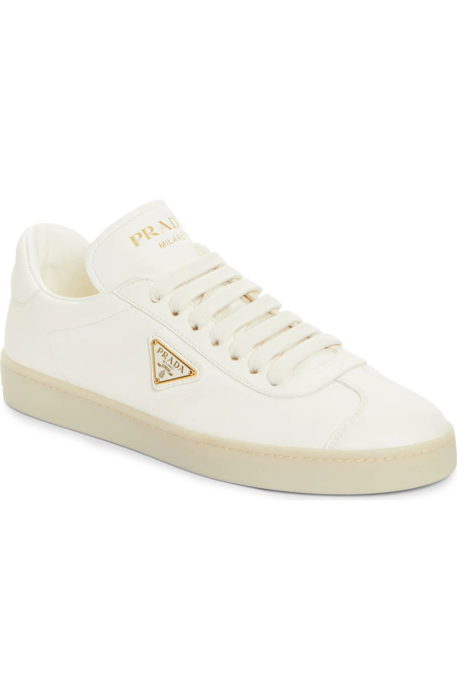 Prada Lane Triangle Logo Deerskin Leather Sneaker (Women) | Nordstrom | Nordstrom