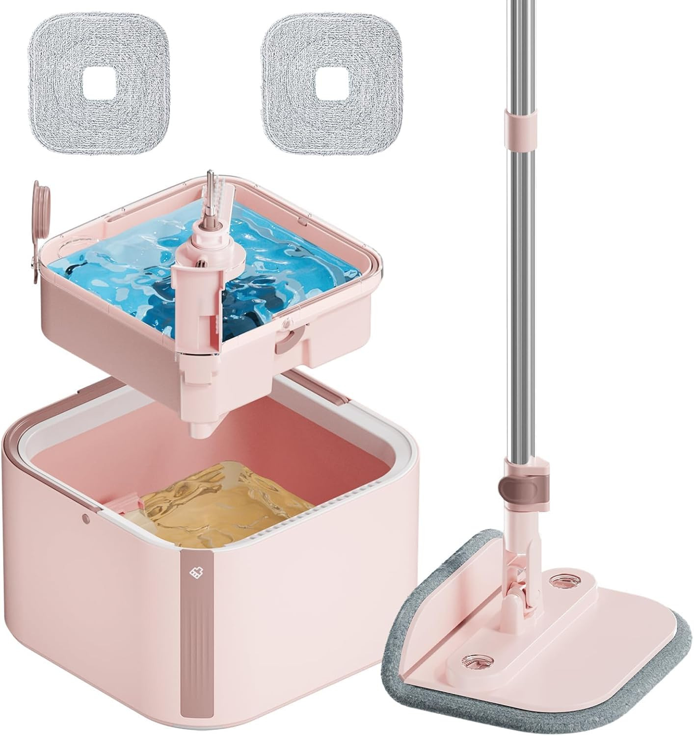KZKR Square Spin Mop and Bucket Set with Self Separation Dirty and Clean Water System,Self Wringi... | Amazon (US)