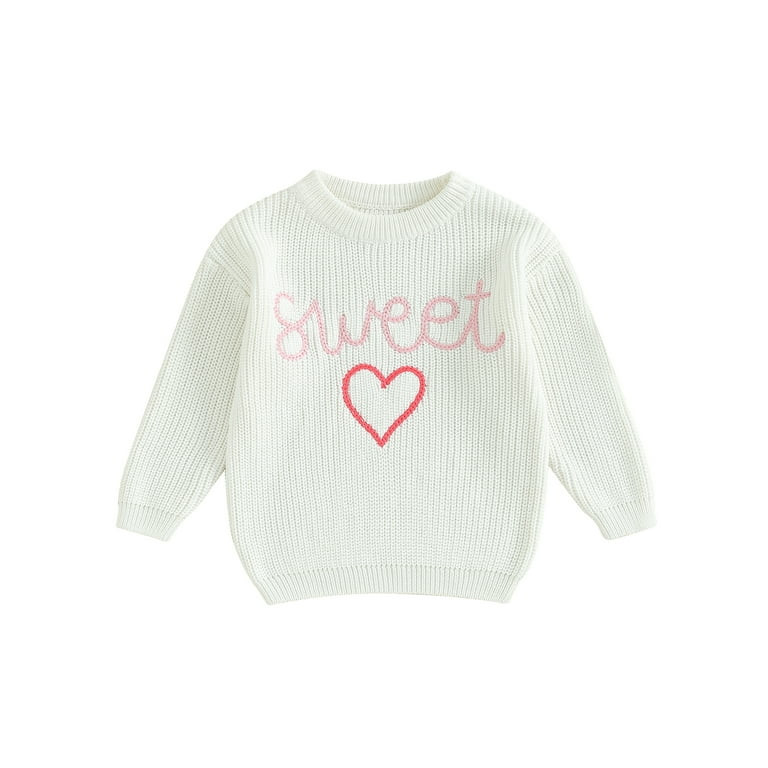 Suanret Valentine's Day Toddler Kids Girls Boys Sweater Heart Embroidery Long Sleeve Pullovers Ju... | Walmart (US)
