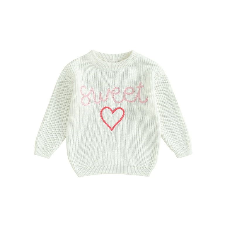 Suanret Valentine's Day Toddler Kids Girls Boys Sweater Heart Embroidery Long Sleeve Pullovers Ju... | Walmart (US)
