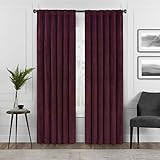 Eclipse Harper Velvet Rod Pocket Curtains for Bedroom, Single Panel, 50 in x 84 in, Port | Amazon (US)