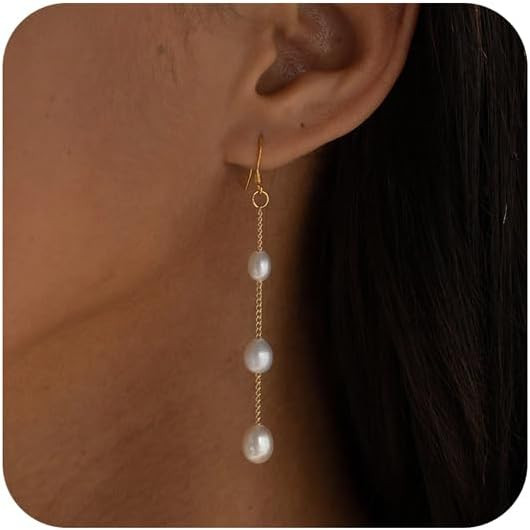 Gold Silver Pearl Dangle Earrings | Prom Bridal Wedding White Pearl Drop Earrings | Fake Dangle P... | Amazon (CA)