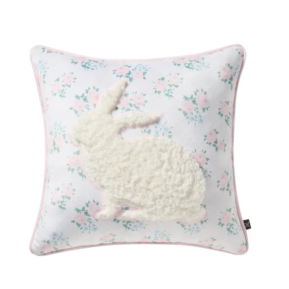 18" x 18" White/Multi Floral Bunny Decorative Pillow, by My Texas House | Walmart (US)