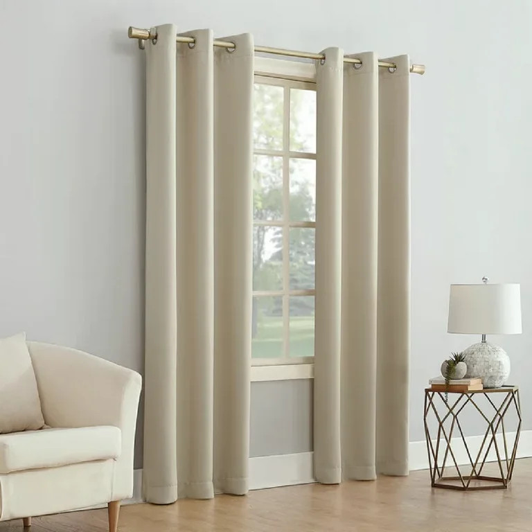 Mainstays Blackout Grommet Single Curtain Panel, Beige, 40"W x 84"L | Walmart (US)