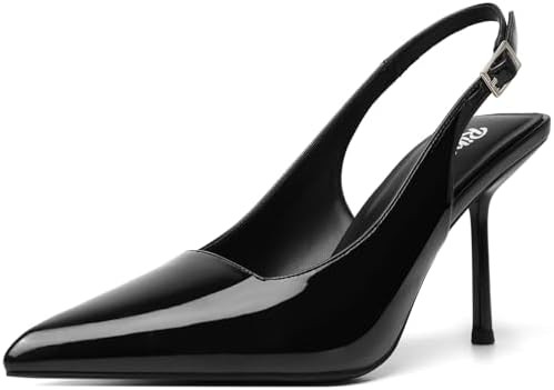 RIBONGZ Sexy Slingback Pumps Elegant Dressy Heels for Women Closed Toe Pointy High Heels Wedding ... | Amazon (US)