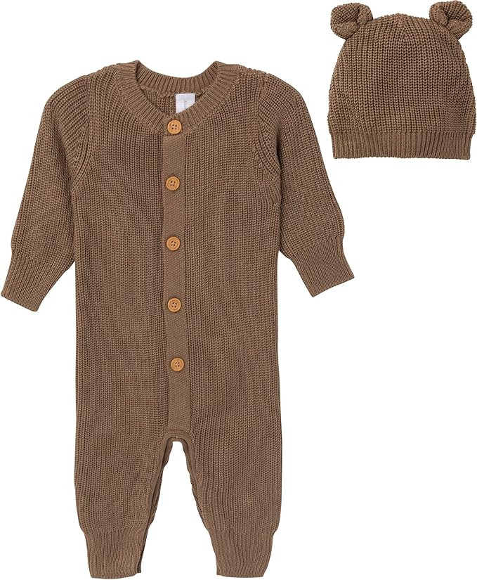 Modern Moments unisex-baby Sweater Knit Romper & Hat Set | Amazon (US)
