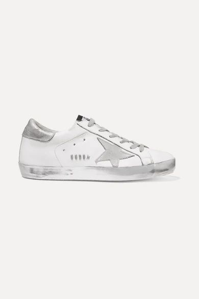 Golden Goose Deluxe Brand - Superstar Distressed Leather Sneakers - Silver | NET-A-PORTER (US)