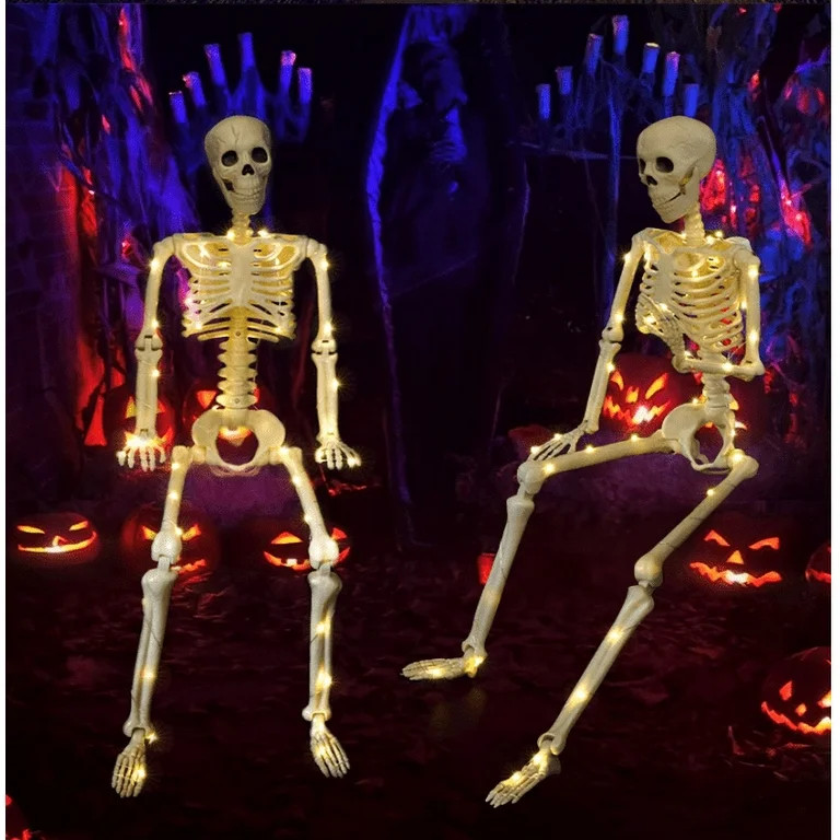 Halloween Skeleton LED Light Up Pose Stay Halloween Skeleton Full Body Posable Movable Jonints Fo... | Walmart (US)