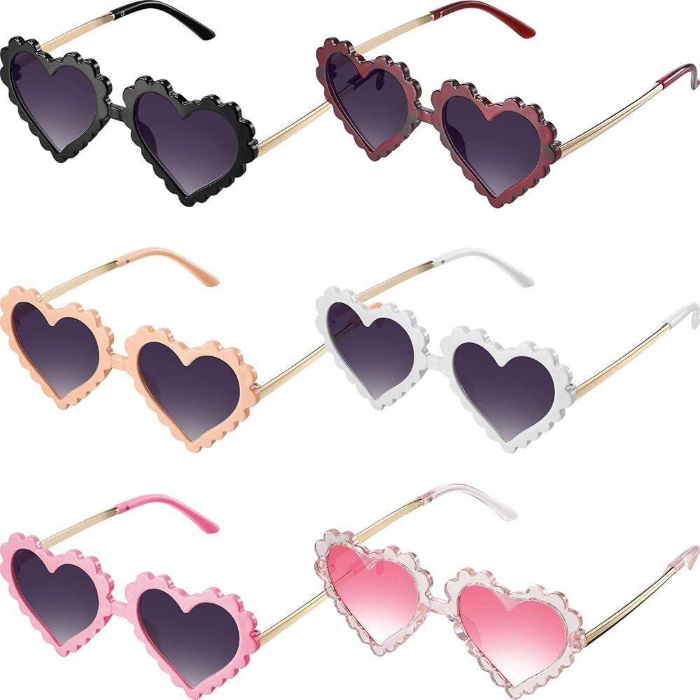 Weewooday 6 Pieces Toddler Kids Heart Shaped Sunglasses Girl Boy Eyewear Glasses for Outdoor Beac... | Amazon (US)