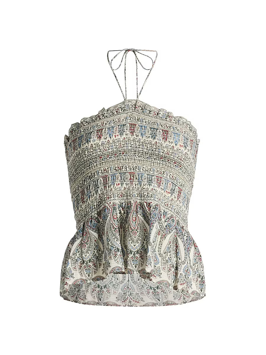 Women's Damsey Smocked Top - Ecru Multi - Size Small | Saks Fifth Avenue