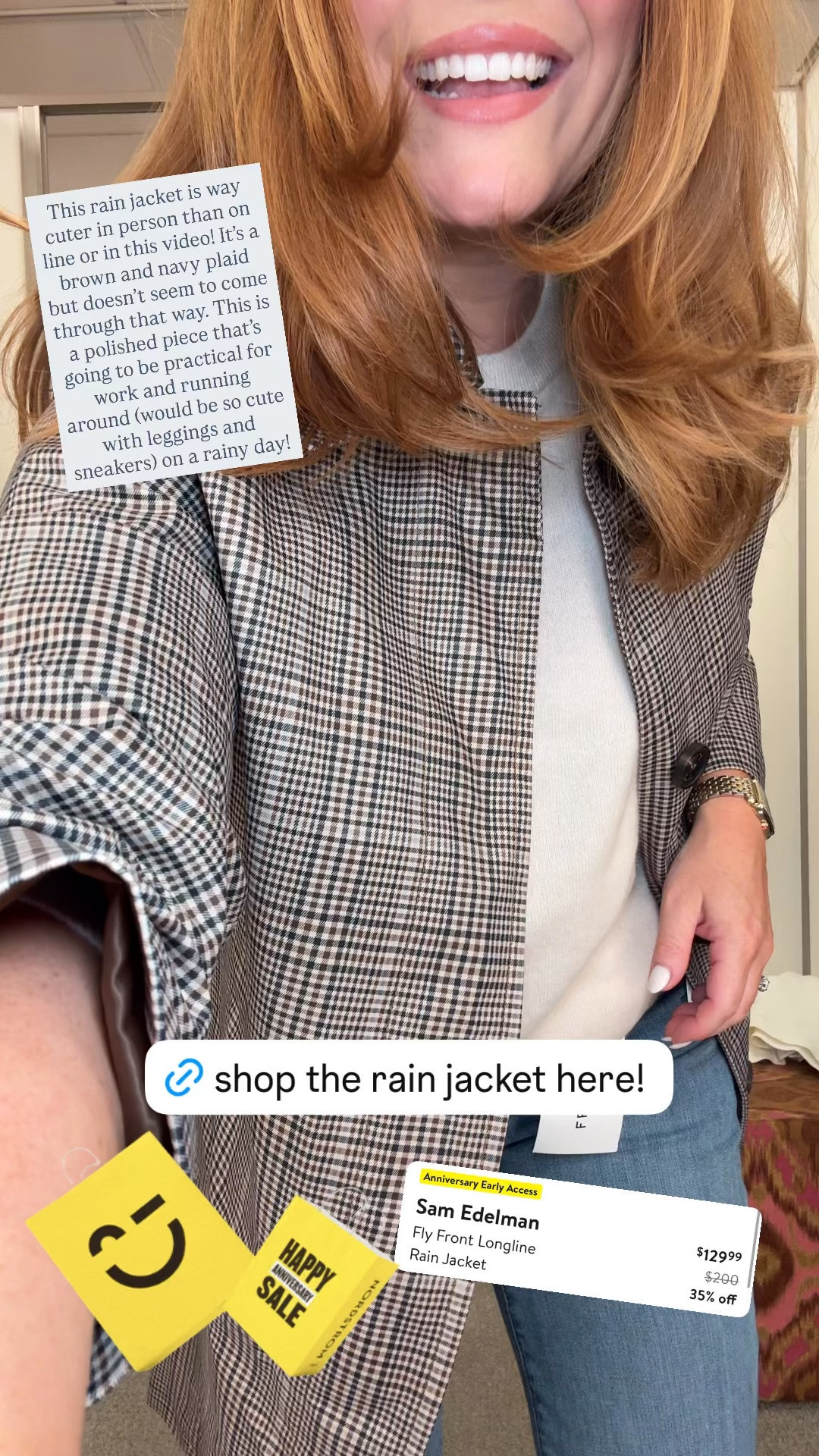 Rainy days just got a style upgrade. ☔️ This Sam Edelman rain jacket looks so much more elevated in person with its subtle brown plaid print. It’s the perfect lightweight layer for work, errands, travel, and everyday wear. Pair it with trousers for the office or leggings and sneakers on the weekend.

SEO Keywords: Sam Edelman rain jacket, women’s rain jacket, plaid rain coat, lightweight jacket, fall jacket, work jacket, casual outerwear, travel jacket, Nordstrom Anniversary Sale, women’s fall fashion.

Hashtags:
#SamEdelman #RainJacket #FallFashion #Outerwear #WorkwearStyle #NordstromAnniversarySale #CasualStyle #TravelStyle #LTKStyle #EverydayOutfit