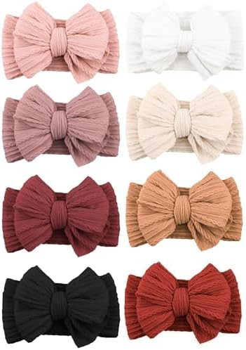 Niceye Handmade Baby Headbands Soft Stretchy Nylon Hair Bands with Bows for Newborn Infant Baby T... | Amazon (US)