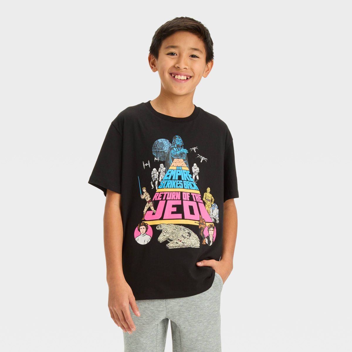 Boys' Short Sleeve Star Wars Graphic T-Shirt - art class™ Black S | Target