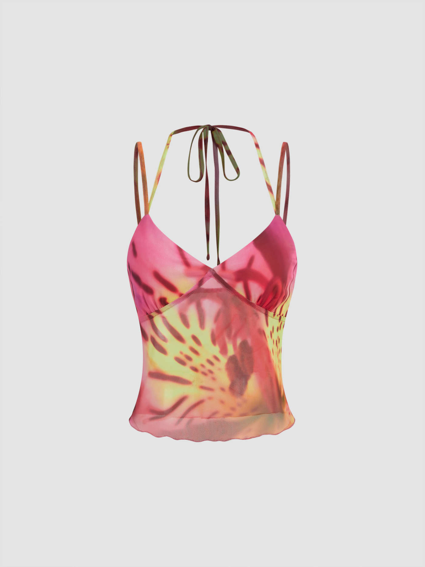 Halter Neckline Graphic Knotted Cami Top | Cider