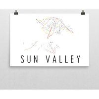 Sun Valley Idaho Ski Map Art, Valley, Trail Map, Resort, Sign, Snowboard, Snowboarding Gifts | Etsy (US)