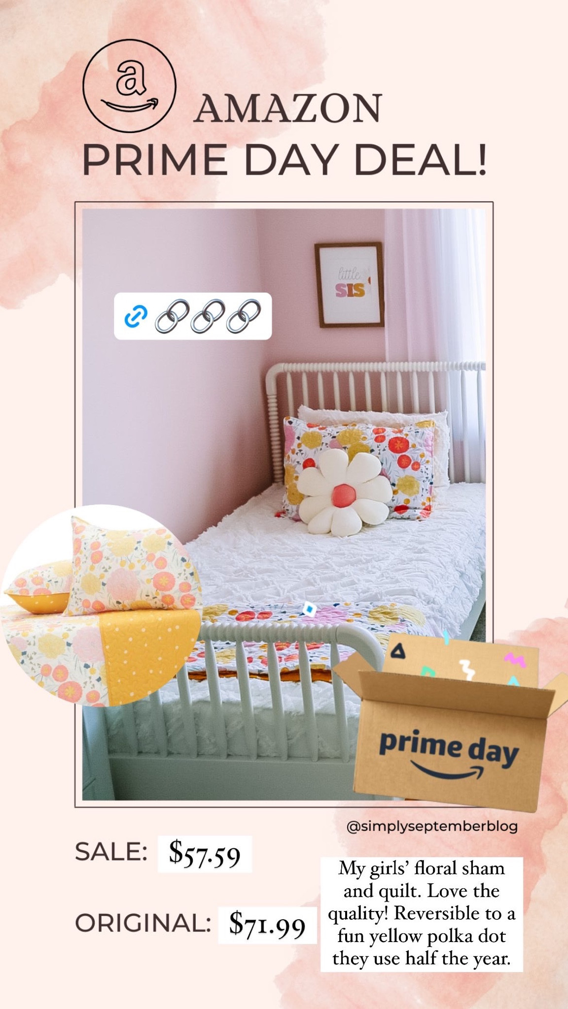 My daughter’s reversible, floral quilt and sham is on mega today for Amazon prime day! The perfect look for a little girls bedroom.



#LTKsalealert #LTKhome #LTKkids