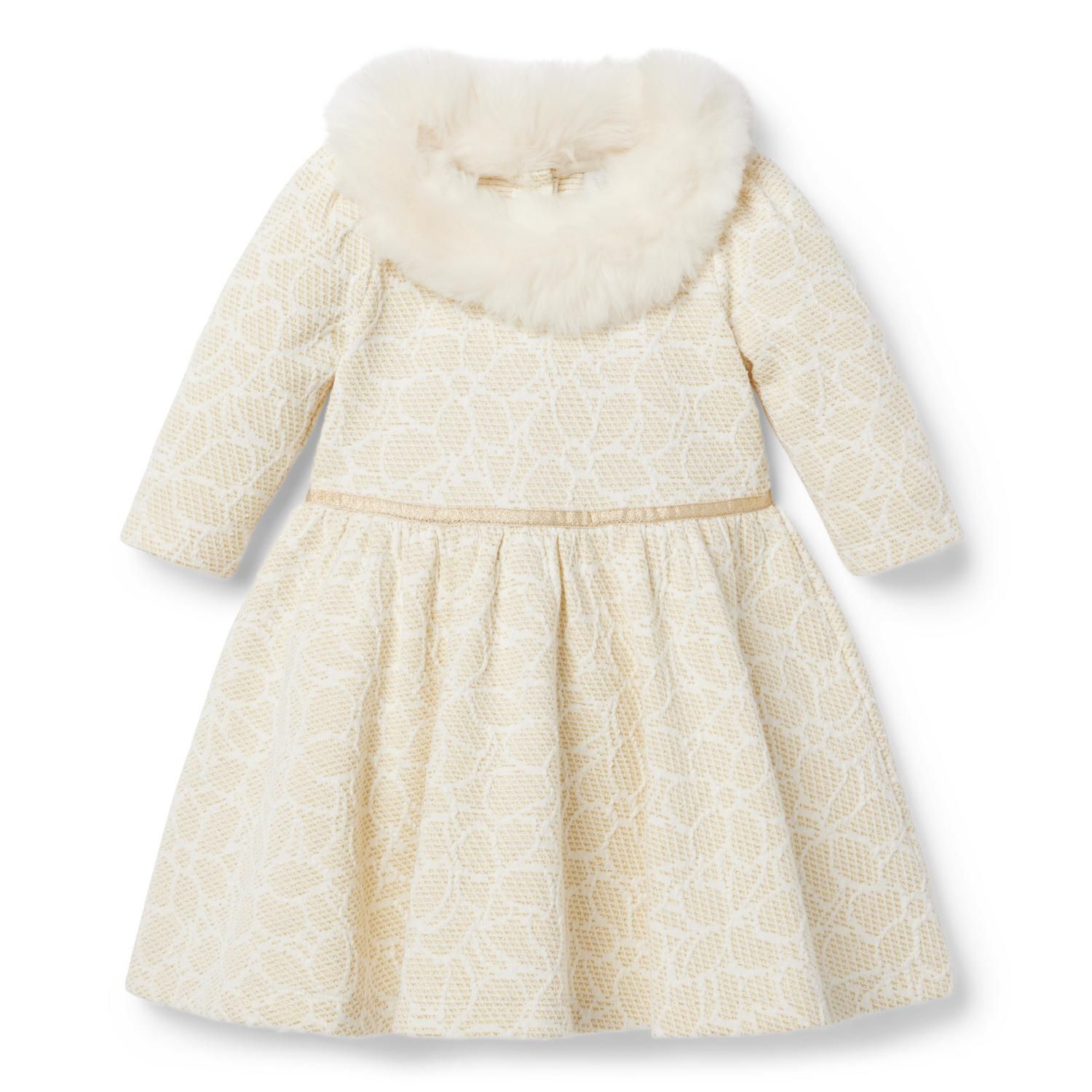 Floral Jacquard Faux Fur Collared Dress | Janie and Jack