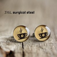 Coffee Mug Cufflinks, Surgical Steel Cuff Link, Lover Cufflink, Caffeine Accessory, Caffeine Addict Gift | Etsy (US)