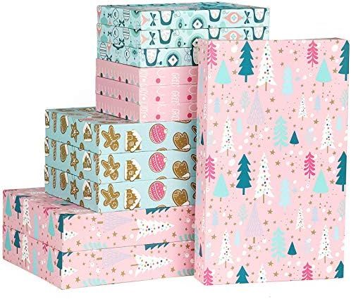 WRAPAHOLIC 12 Pack Christmas Boxes - Assorted Size Holiday T-Shirt Boxes with Lids(Cute Lantern/X... | Amazon (US)
