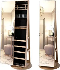 LVSOMT 360° Swivel Jewelry Cabinet with Full Length Mirror, 63" Large Capacity Jewelry Organizer... | Amazon (US)