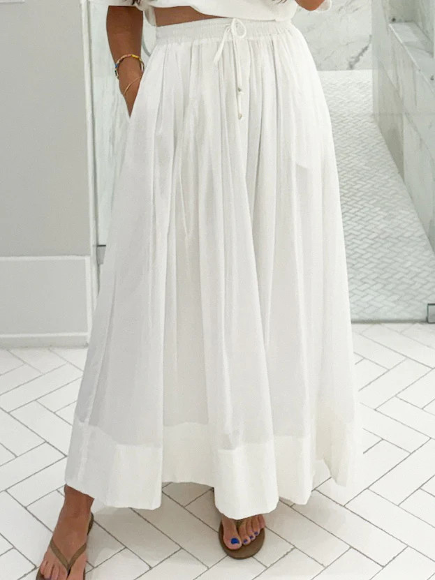 Calypso Maxi Skirt | White | Talulah