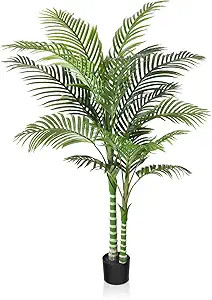 OAKRED Artificial Golden Cane Palm Tree 5 Feet Fake Plant for Home Decor Indoor Outdoor Faux Arec... | Amazon (US)