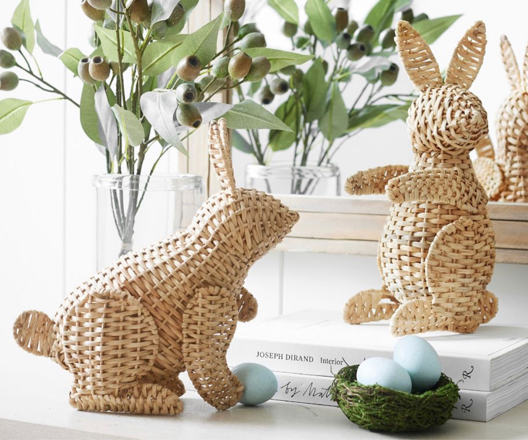 #easter #bunnies #rattanbunnies #mossnests #fauxeggs #easterdecor #wickerbunnies #easterhome #tabledecor #easterhome #bunnyfigures

#LTKFind #LTKhome #LTKSeasonal