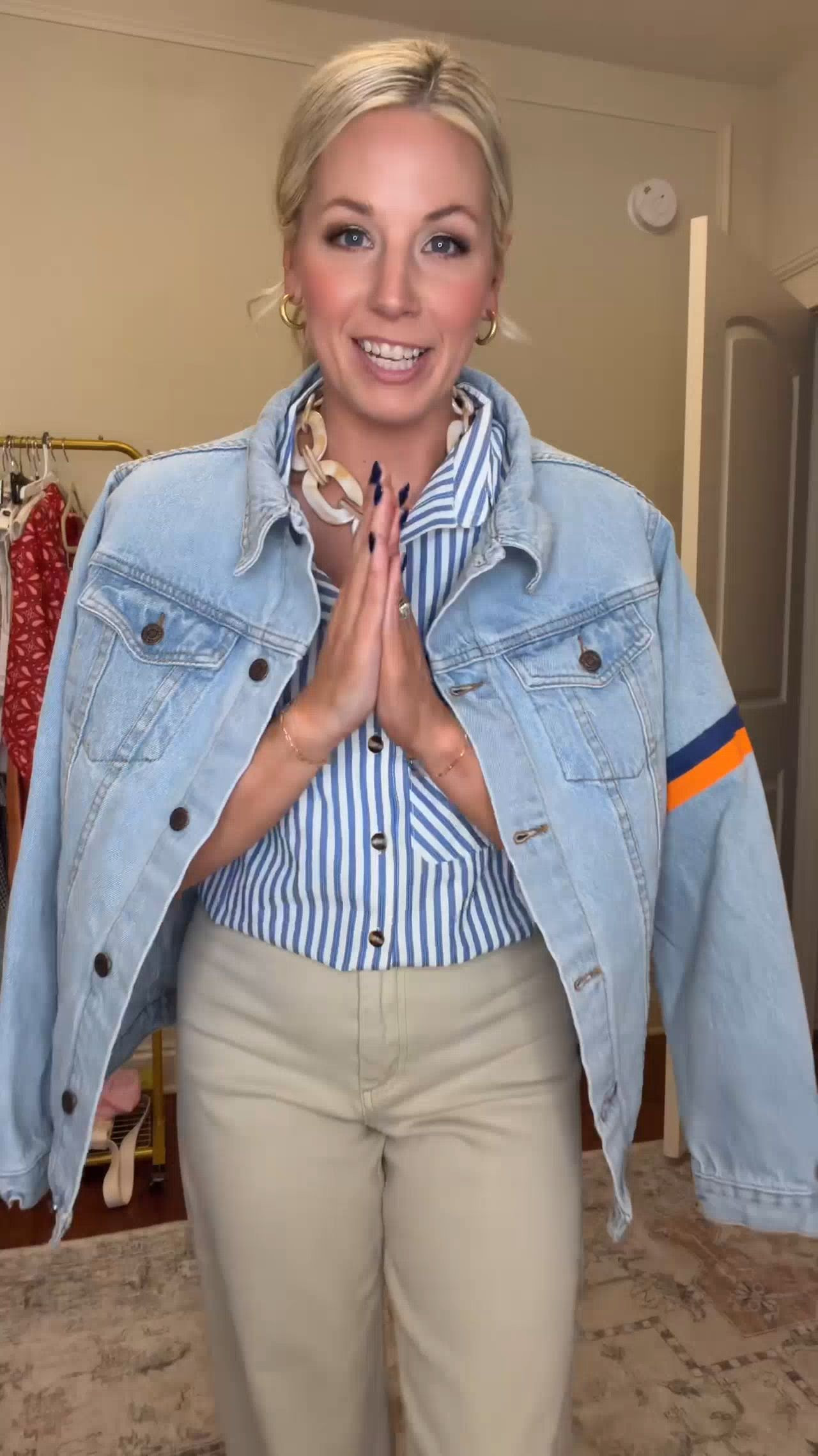 The cutest new custom jacket! Linking the oversized jacket she uses and my outfit details for you! Wearing a small in the denim jacket, the top, and regular size 2/s in the jeans! Jeans are from vestique and you can use code Bobbi20 for 20% off!  

 #LTKPetite #LTKFindsUnder50 #LTKFindsUnder100