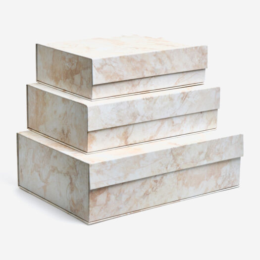 Cream & Beige Marble Effect Storage Boxes | TK Maxx