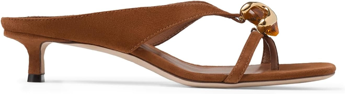 Women's Kitten Heel Dress Sandals Square Open Toe Slip On Suede Mules | Soft suede mules with a s... | Amazon (US)