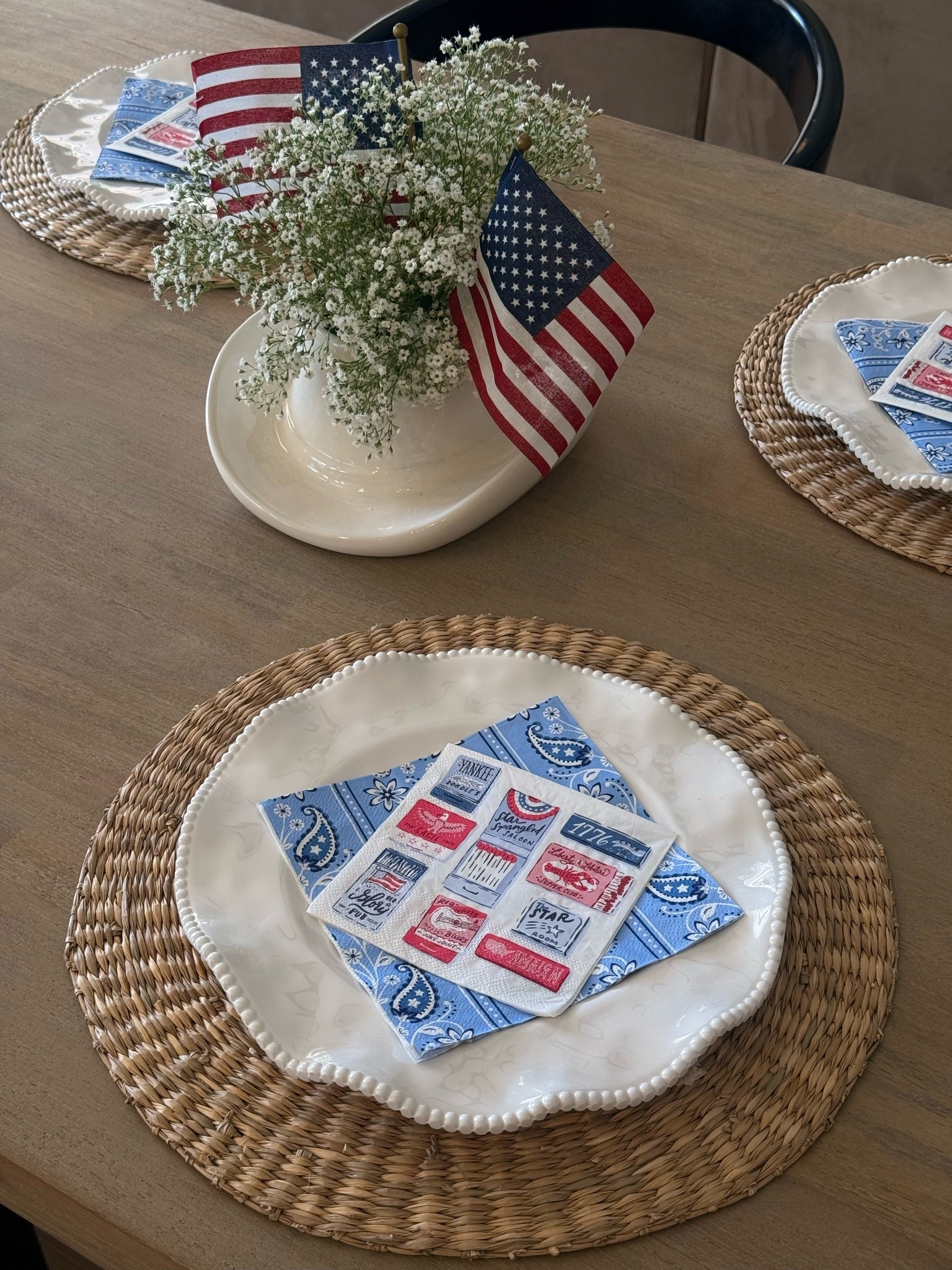 Hosting an Americana party! Sharing some tablescape details //

Hat pot from Walmart 
@Wayfair plate set

#LTKHome #LTKSeasonal #LTKSaleAlert
