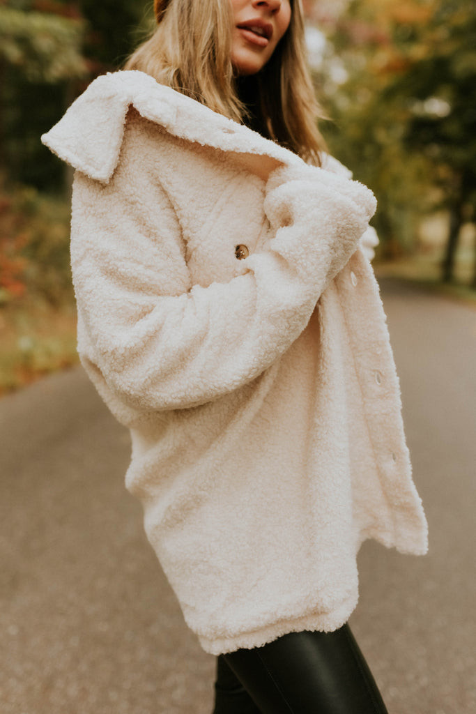 Aubrey Cream Cozy Shacket | She Is Boutique